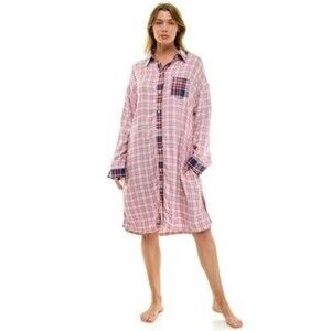 Roudelain Womens Collared Sleepshirt Pink M